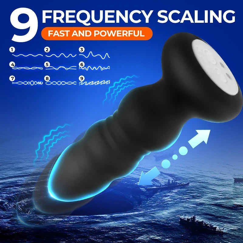 Vibrerande analplugg - LED-ljus & fjärrkontroll