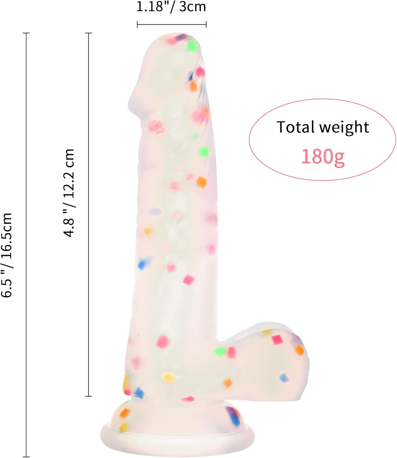 6.5 Inch Konfetti Silikon Dildo med Stark Sugkopp