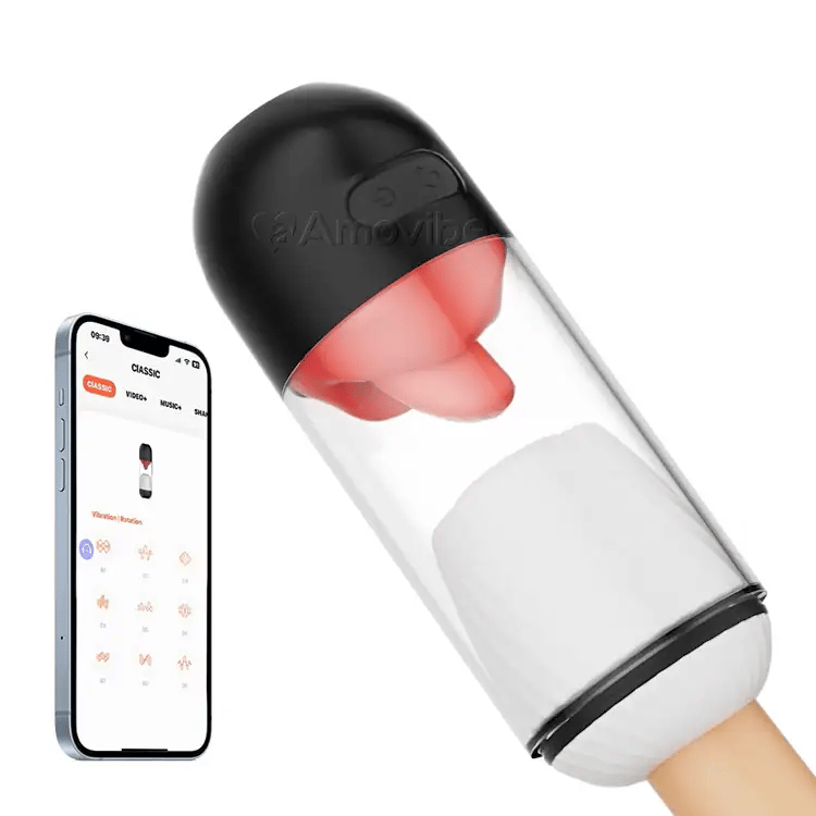 Appstyrd manlig masturbator - tunglickande och vibration