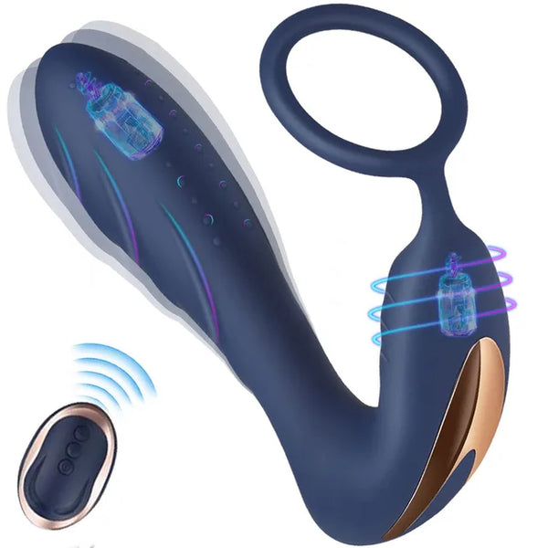 Prostata Vibrator med Penisring - Silikon G-punkt Stimulator