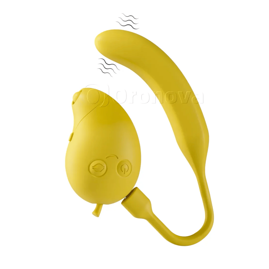 Mango- och bananformad Bluetooth-vibrator med dubbla funktioner för sugning och knackning, 2-i-1