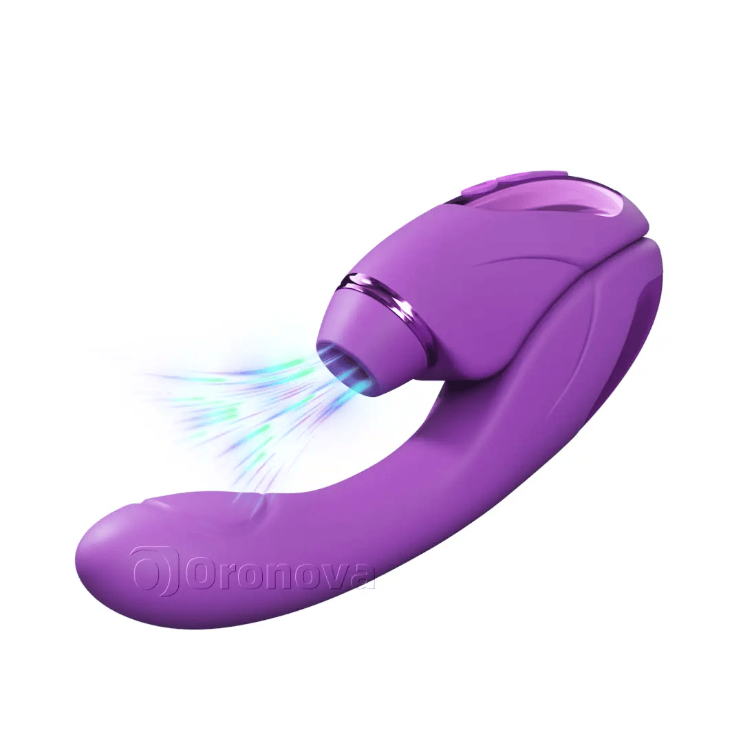 2-i-1 vibrator med dubbelfunktion, 10 vibrationslägen, 10 knacklägen och 4 utbytbara huvuden