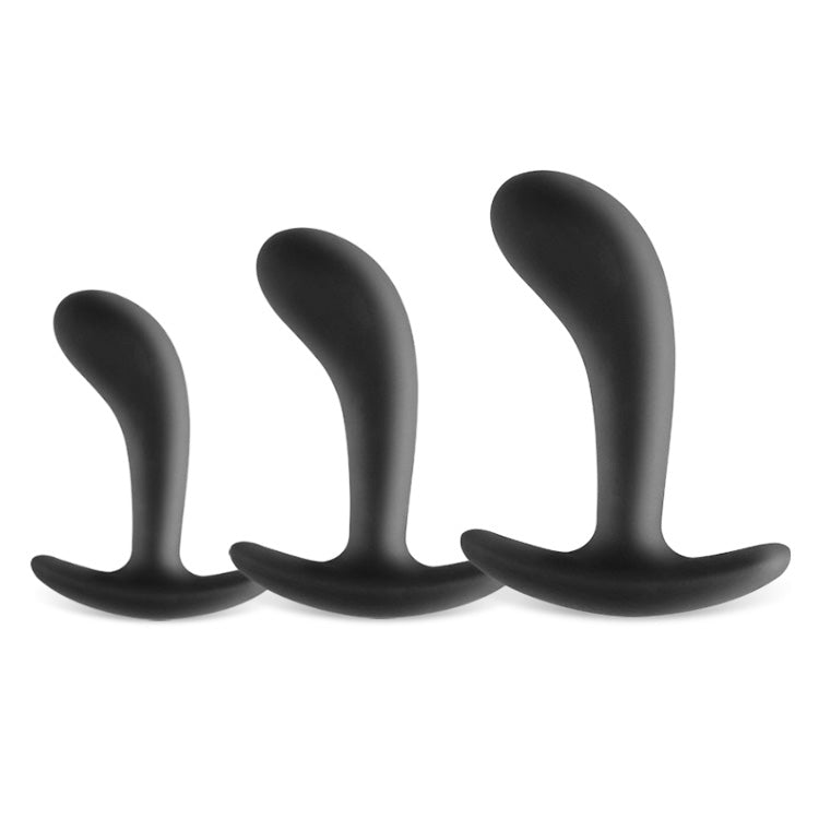 Flared Base Silikon Böjd Topp Analplugg Set (3 delar)