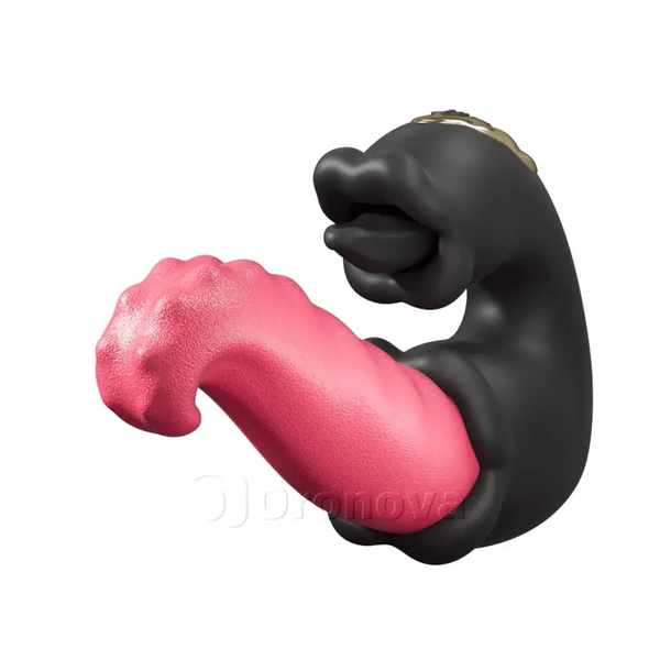 Dubbel Rosvibrator med Stötande Skaft och Lickande Tunga