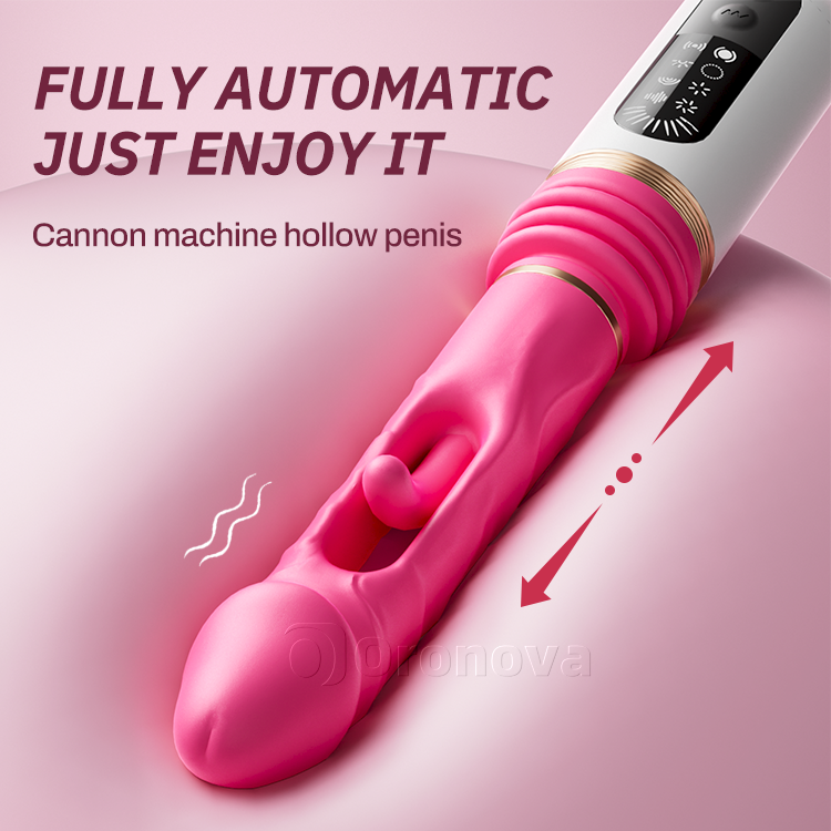Stötande dildo vibrator med fladdrande och vibrerande funktioner