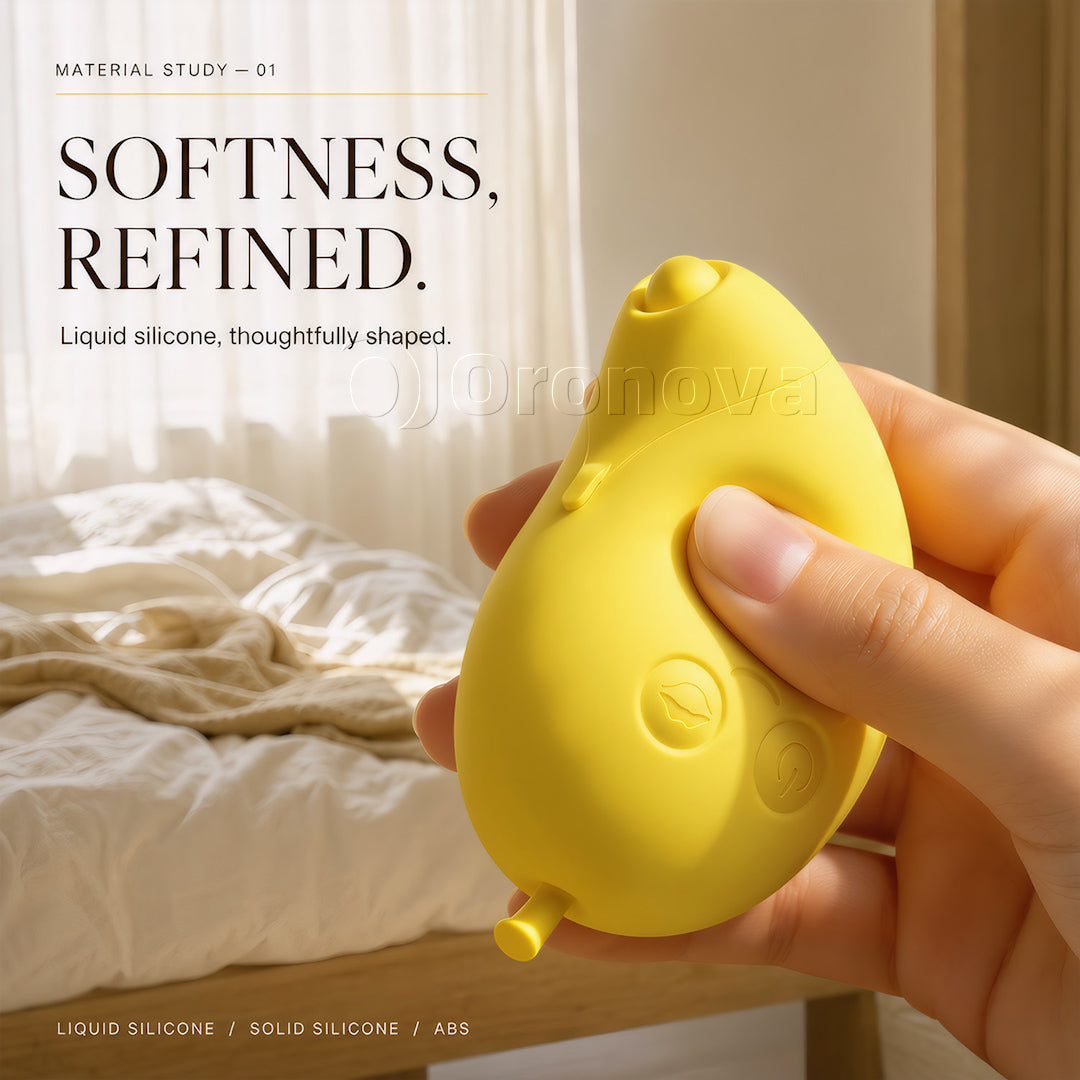 Mango- och bananformad Bluetooth-vibrator med dubbla funktioner för sugning och knackning, 2-i-1