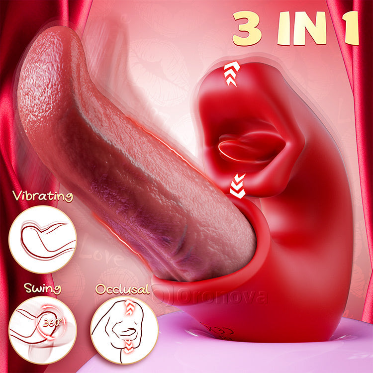 3-i-1 Dildo Vibrator – Rosleksak med G-punkt, Klitoris & Tungsaktion