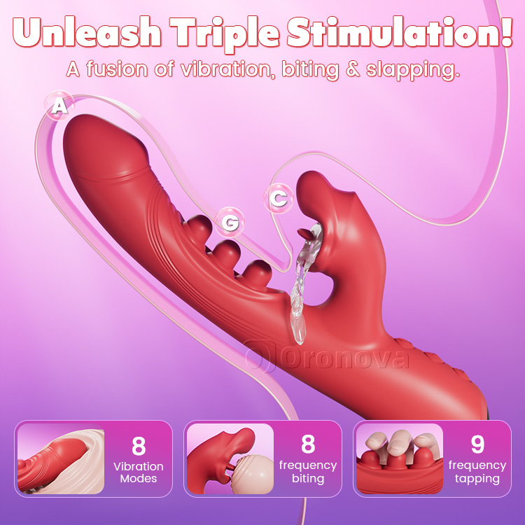 3-i-1 Kyssande och Trippeltrycks Vibrator – Klitoris- och G-punktsnjutning