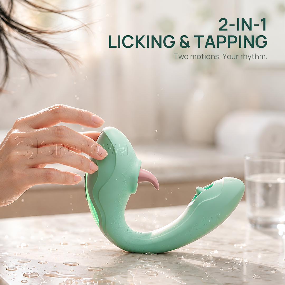 Tung- och knackande vibrator 2-i-1 – slickande klitorisstimulering med 7 slick- och 7 knacklägen