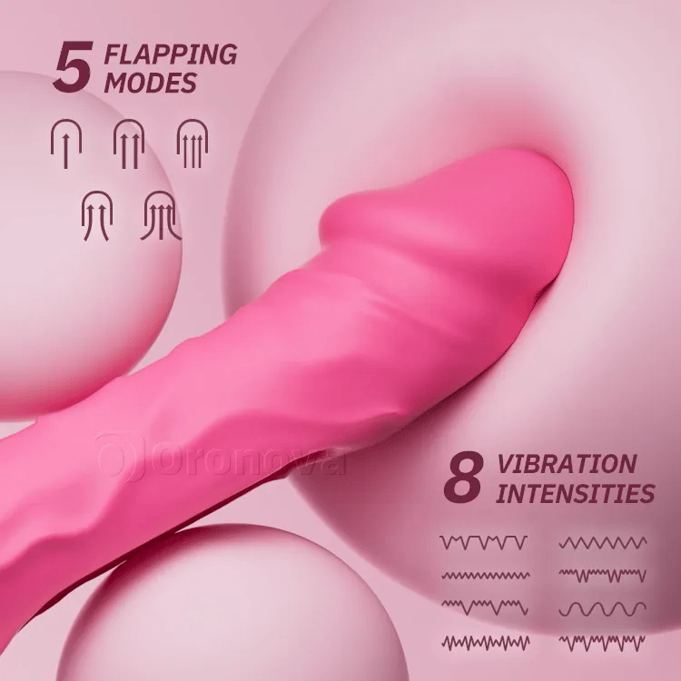 Stötande dildo vibrator med fladdrande och vibrerande funktioner