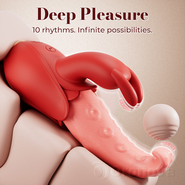 Tungvibrator 10 lägen, dubbel punktstimulering, tyst design