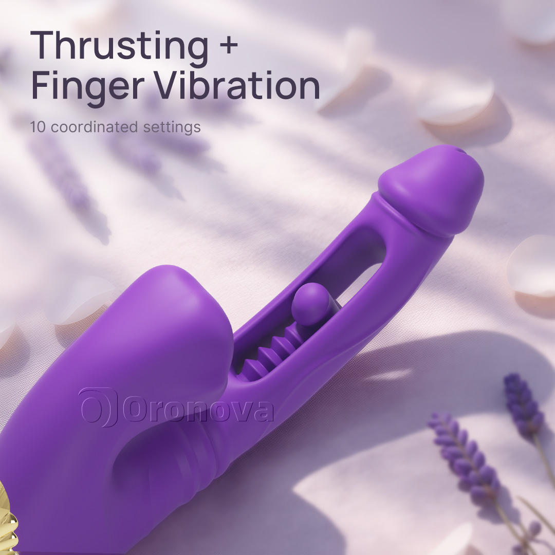 Ihålig penetrerande vibrator med fingertoppsvibration, huvudvibration och stimulering av bettläpparna