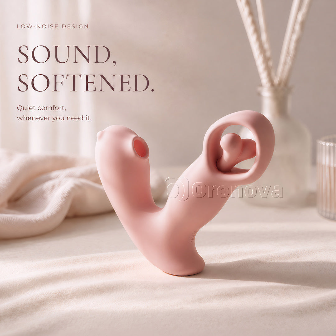 Tre-i-en smart pulsvibrator med roterande vibration och lufttryck, styrd via app