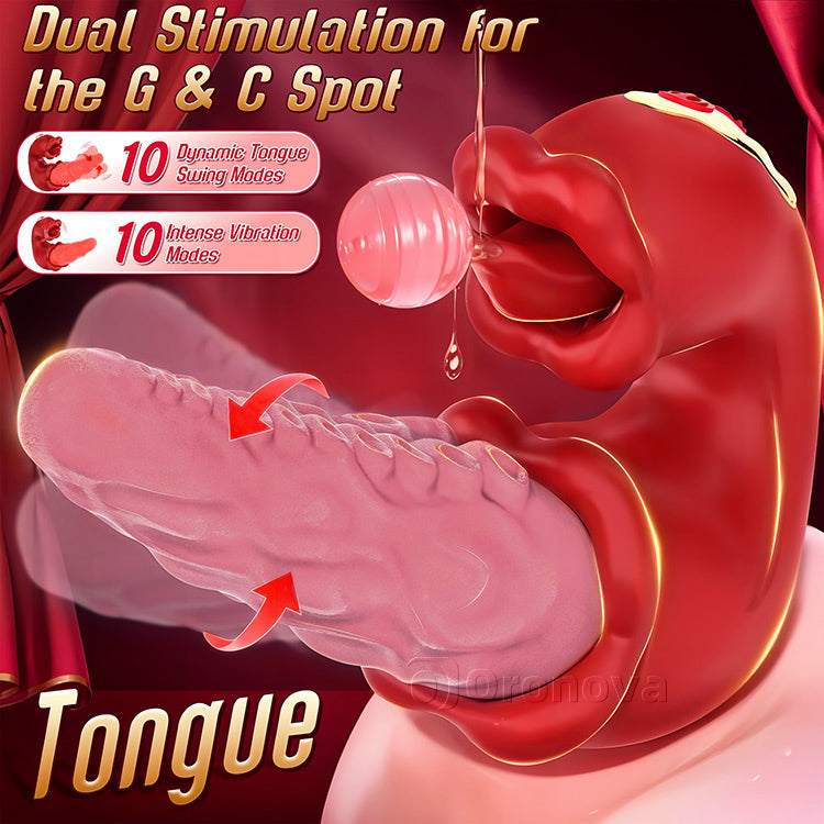 2-i-1 bläckfiskvibrator med tungretning – 10 vibrationslägen