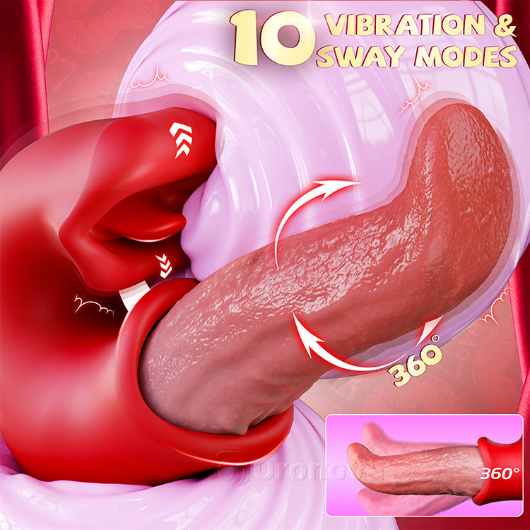 3-i-1 Dildo Vibrator – Rosleksak med G-punkt, Klitoris & Tungsaktion