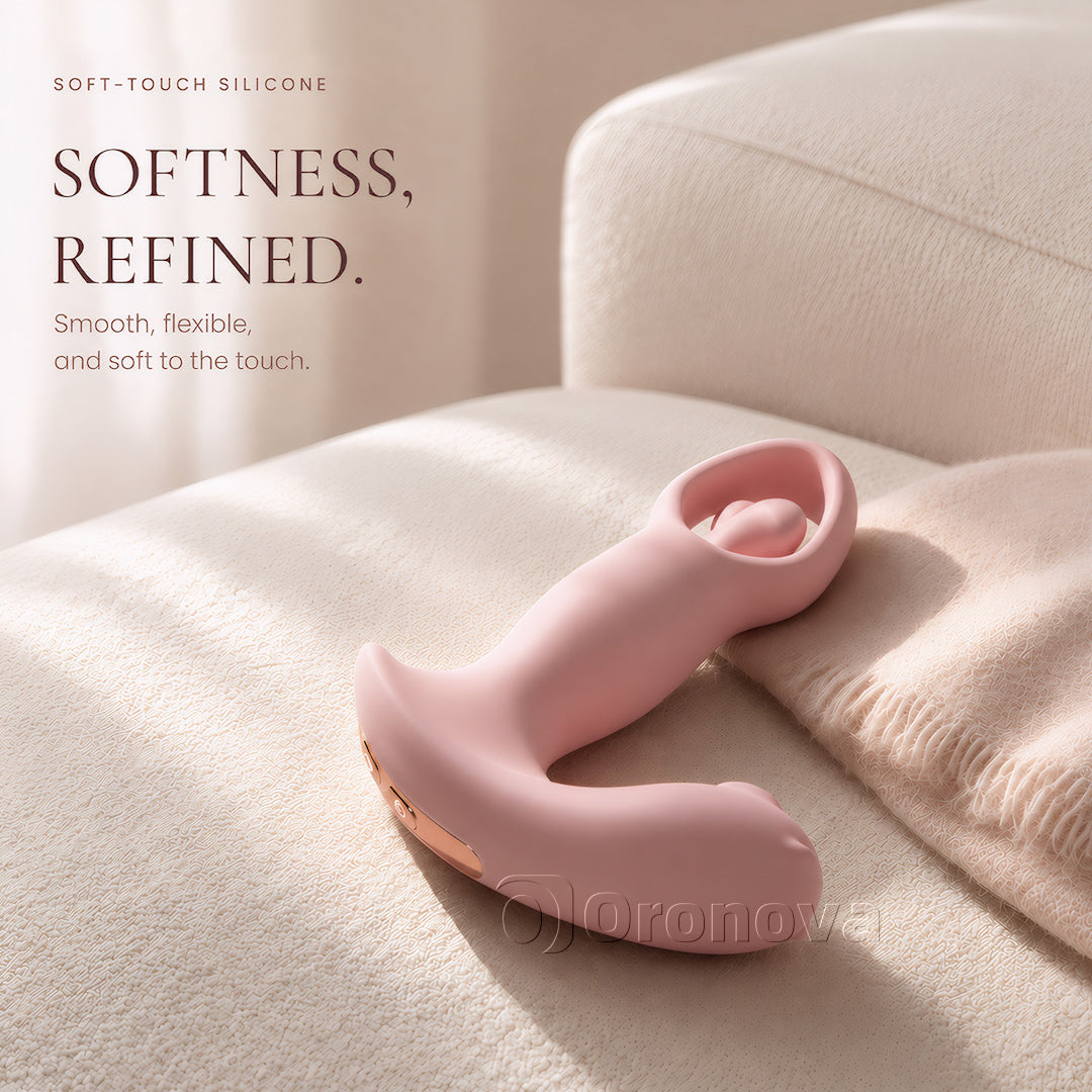 Tre-i-en smart pulsvibrator med roterande vibration och lufttryck, styrd via app