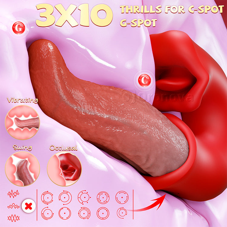 3-i-1 Dildo Vibrator – Rosleksak med G-punkt, Klitoris & Tungsaktion