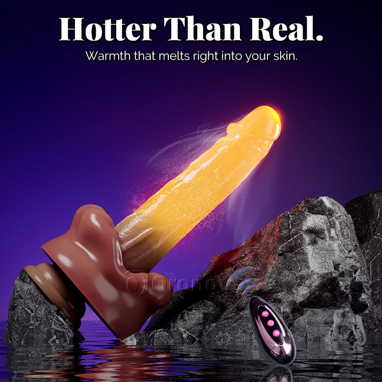 9-tums munvibrerande dildo med värme och fjärrkontroll
