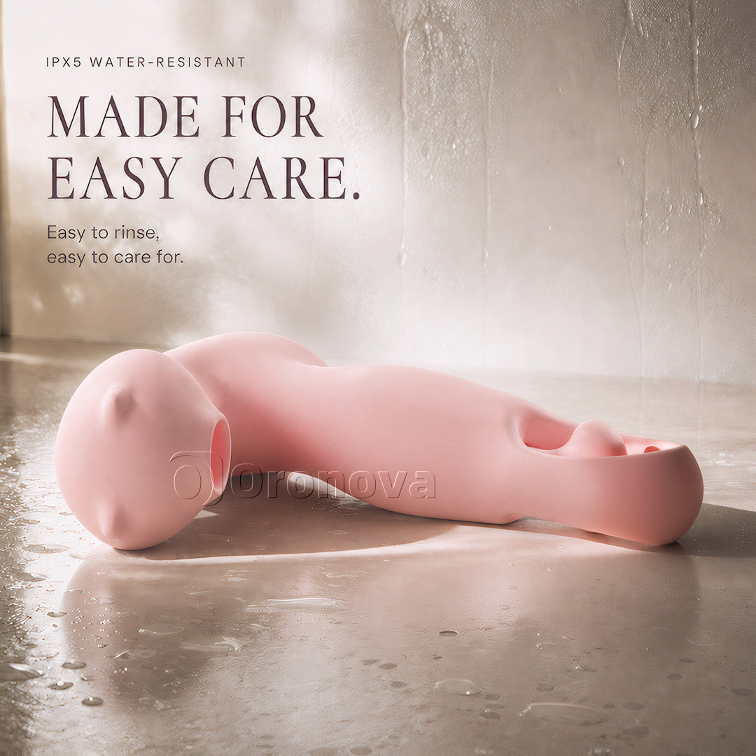 Tre-i-en smart pulsvibrator med roterande vibration och lufttryck, styrd via app
