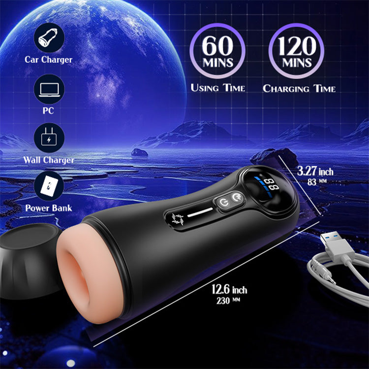 Automatisk manlig masturbator – 4 suglägen, 9 vibrationer, LED-display