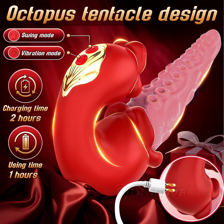 2-i-1 bläckfiskvibrator med tungretning – 10 vibrationslägen
