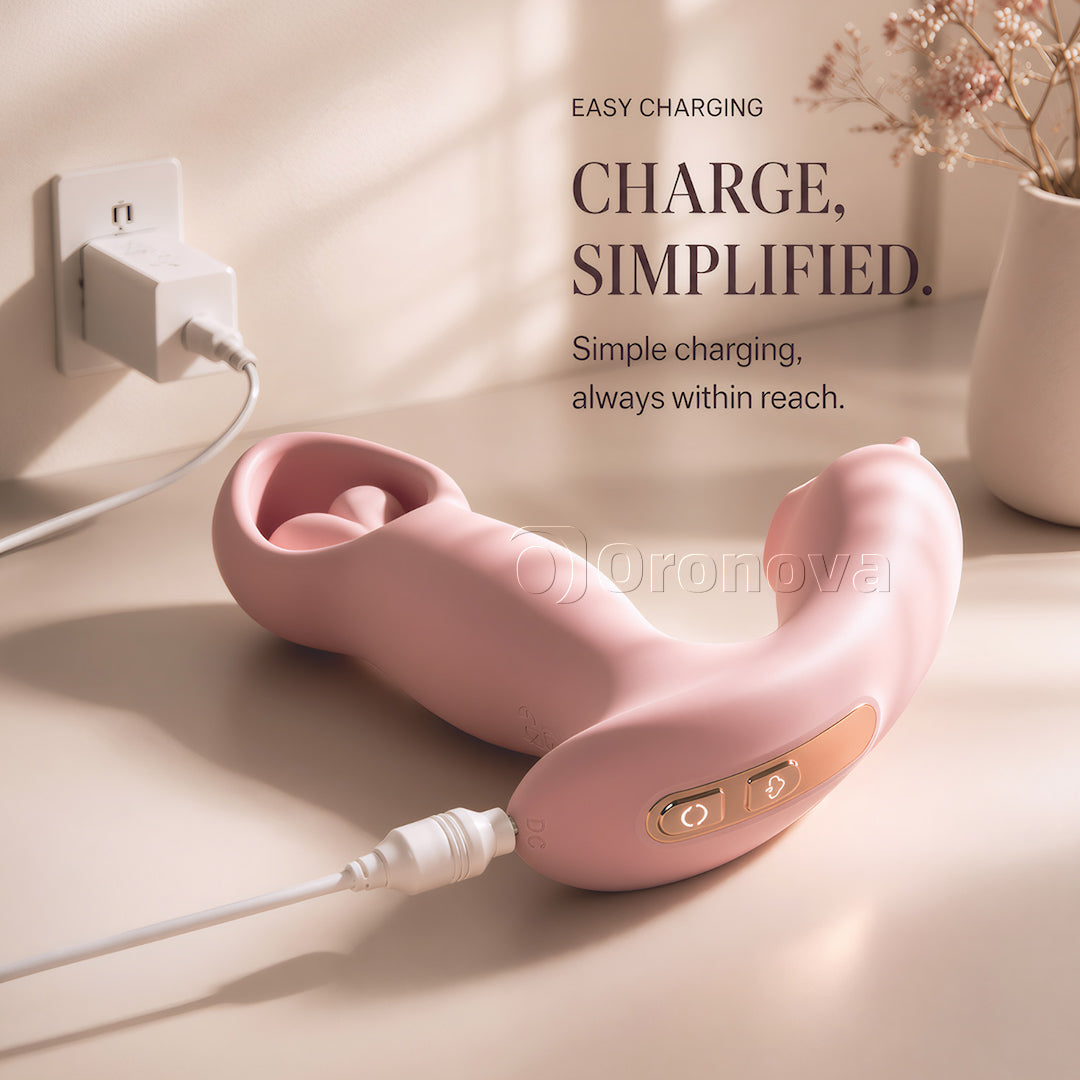 Tre-i-en smart pulsvibrator med roterande vibration och lufttryck, styrd via app