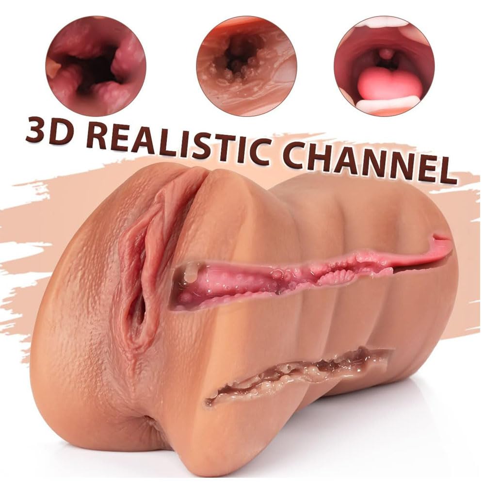 6.9 Inch Realistisk Pocket Pussy Hudfärgad 3-i-1 Manlig Masturbator