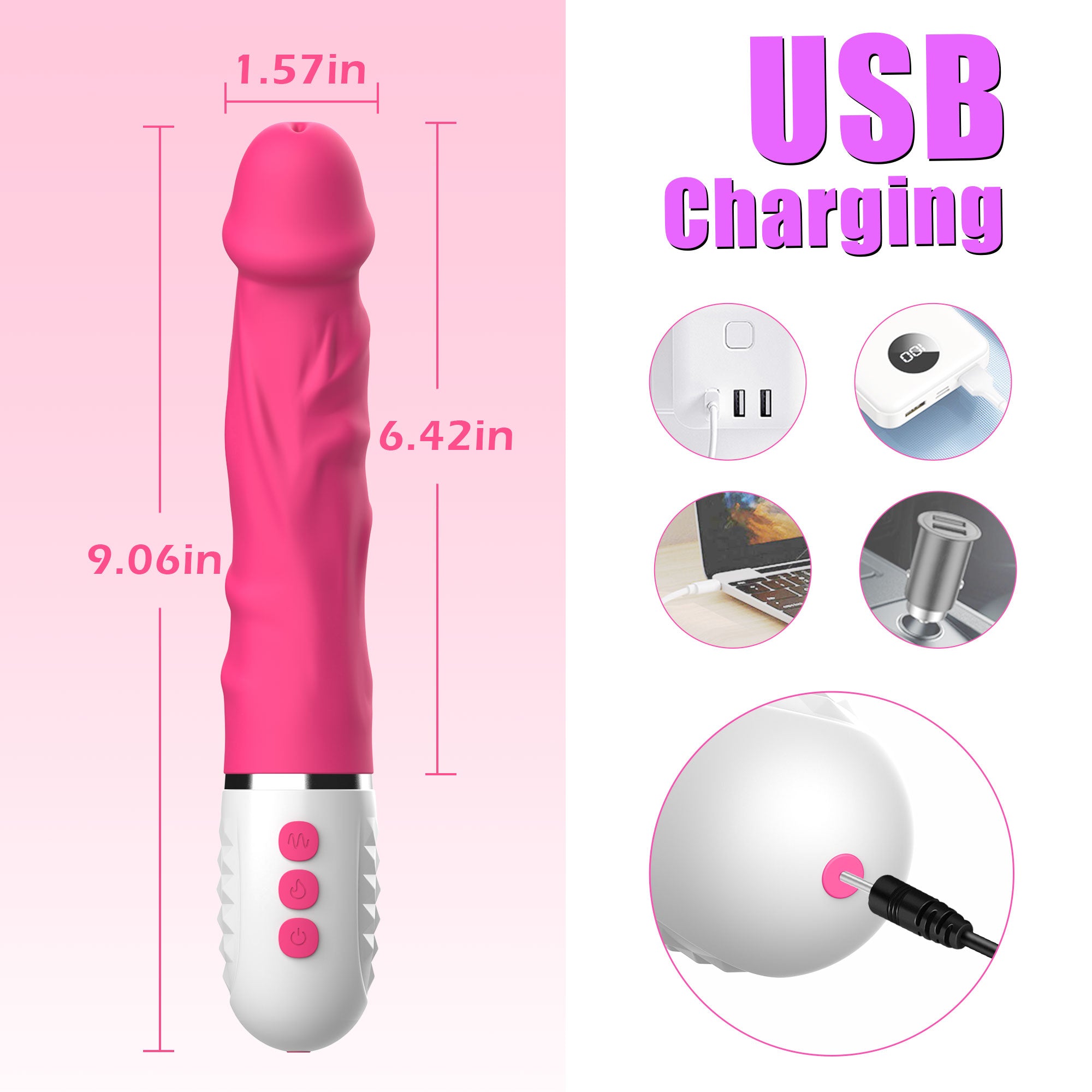 Dildo G-punkt Vibrator - Stötande & Uppvärmning